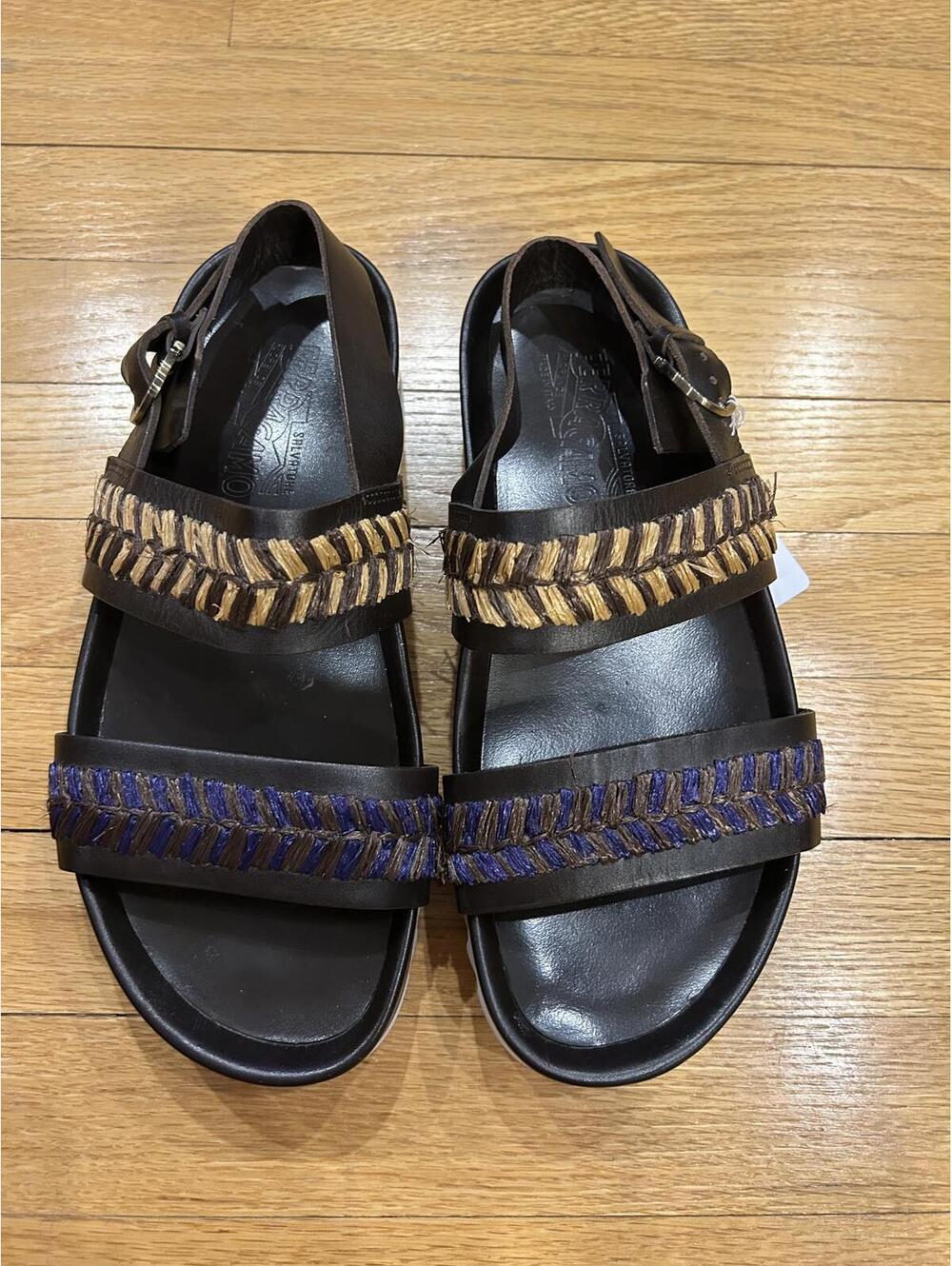 Salvatore Ferragamo Libio 3 Hickory Calf sandals size 8M